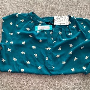 41 Hawthorn Split Neck Teal Green Blouse Stitch Fix